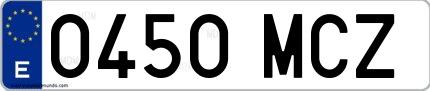 Ejemplo de matrícula española 0450 MCZ