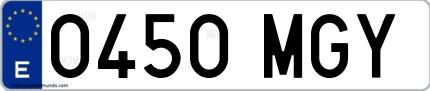Ejemplo de matrícula española 0450 MGY