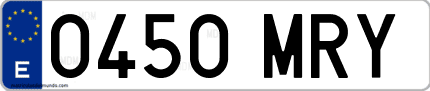 Ejemplo de matrícula de coche ordinaria 0450 MRY