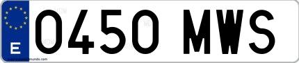 Ejemplo de matrícula española 0450 MWS