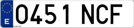 Ejemplo de matrícula española 0451 NCF
