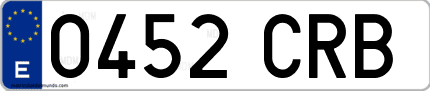 Ejemplo de matrícula de coche ordinaria 0452 CRB