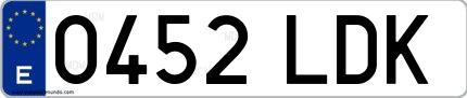 Ejemplo de matrícula española 0452 LDK