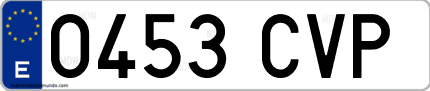 Ejemplo de matrícula de coche ordinaria 0453 CVP