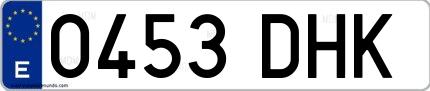 Ejemplo de matrícula española 0453 DHK