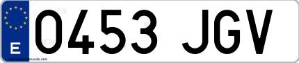 Ejemplo de matrícula española 0453 JGV