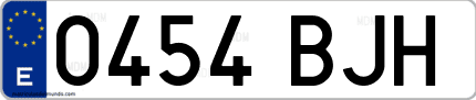 Ejemplo de matrícula de coche ordinaria 0454 BJH