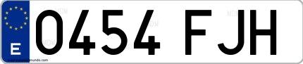 Ejemplo de matrícula española 0454 FJH
