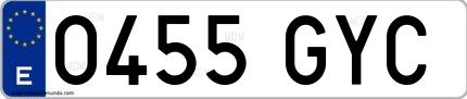 Ejemplo de matrícula española 0455 GYC