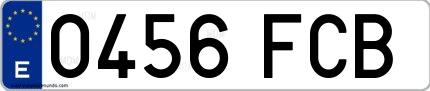 Ejemplo de matrícula española 0456 FCB