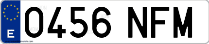 Ejemplo de matrícula de coche ordinaria 0456 NFM