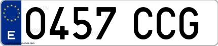 Ejemplo de matrícula española 0457 CCG