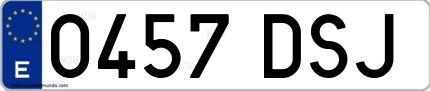 Ejemplo de matrícula española 0457 DSJ