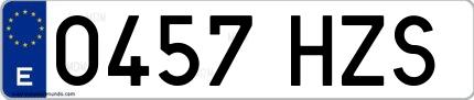 Ejemplo de matrícula española 0457 HZS