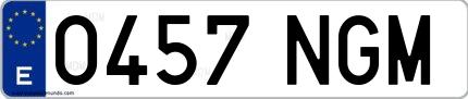 Ejemplo de matrícula española 0457 NGM