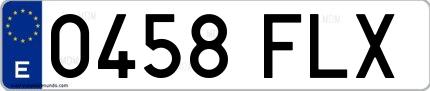 Ejemplo de matrícula española 0458 FLX