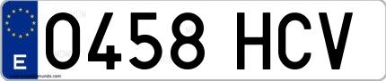 Ejemplo de matrícula española 0458 HCV