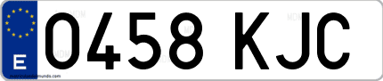 Ejemplo de matrícula de coche ordinaria 0458 KJC