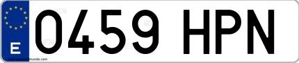 Ejemplo de matrícula española 0459 HPN