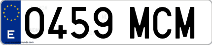 Ejemplo de matrícula de coche ordinaria 0459 MCM