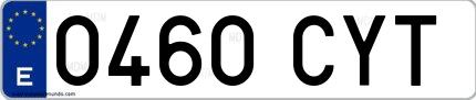 Ejemplo de matrícula española 0460 CYT