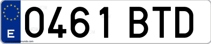 Ejemplo de matrícula de coche ordinaria 0461 BTD