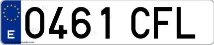 Ejemplo de matrícula española 0461 CFL