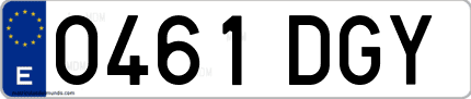Ejemplo de matrícula de coche ordinaria 0461 DGY