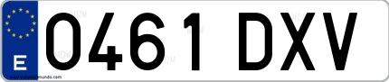 Ejemplo de matrícula española 0461 DXV