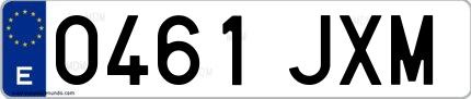 Ejemplo de matrícula española 0461 JXM