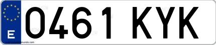 Ejemplo de matrícula española 0461 KYK