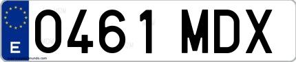 Ejemplo de matrícula española 0461 MDX