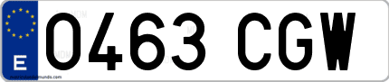 Ejemplo de matrícula de coche ordinaria 0463 CGW