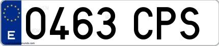 Ejemplo de matrícula española 0463 CPS