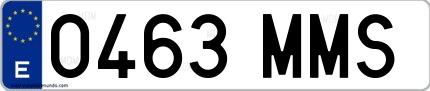 Ejemplo de matrícula española 0463 MMS