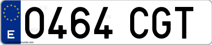 Ejemplo de matrícula de coche ordinaria 0464 CGT