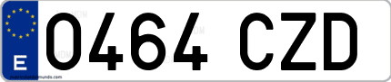 Ejemplo de matrícula de coche ordinaria 0464 CZD