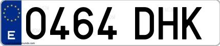 Ejemplo de matrícula española 0464 DHK