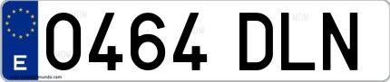Ejemplo de matrícula española 0464 DLN