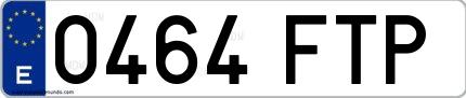 Ejemplo de matrícula española 0464 FTP