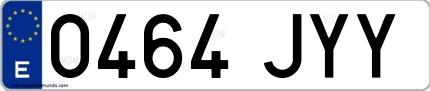 Ejemplo de matrícula española 0464 JYY