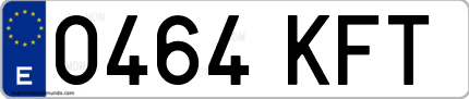 Ejemplo de matrícula de coche ordinaria 0464 KFT