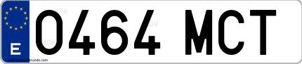 Ejemplo de matrícula española 0464 MCT