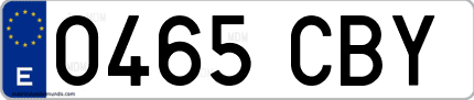 Ejemplo de matrícula de coche ordinaria 0465 CBY