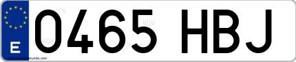 Ejemplo de matrícula española 0465 HBJ