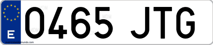 Ejemplo de matrícula de coche ordinaria 0465 JTG