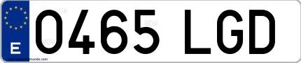 Ejemplo de matrícula española 0465 LGD