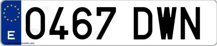 Ejemplo de matrícula española 0467 DWN
