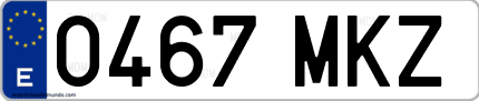 Ejemplo de matrícula de coche ordinaria 0467 MKZ