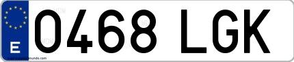 Ejemplo de matrícula española 0468 LGK